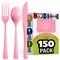 Exquisite Polished Plastic Silverware – 150 Pcs Heavy Duty Cutlery Set – 50 Each of Forks, Knives & Spoons – Disposable Utensil Set for Parties, Events & Catering – Flatware Set by Party Solids